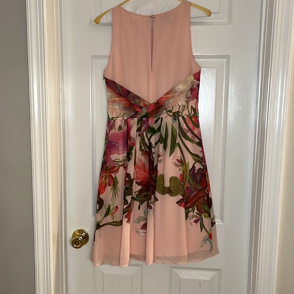 Ted Baker pink floral a line dress - Picture 3 of 4